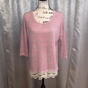 Never Worn Pink/Grey Chevron Blouse Size Large